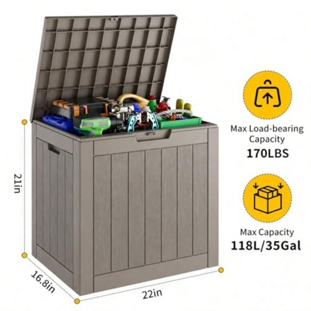 35 Gallon Outdoor Storage Box, - đánh giá và giá Outdoor Furniture Cushion