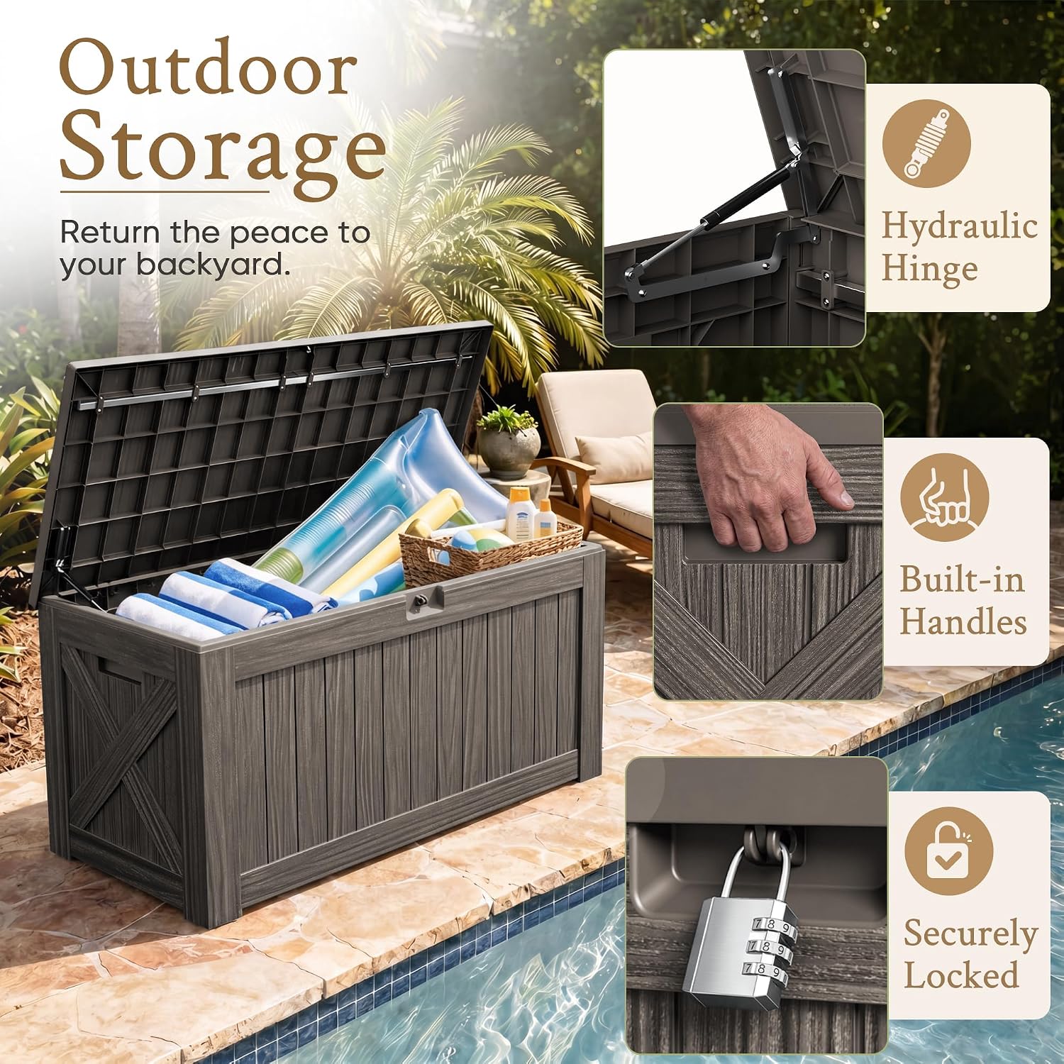 120 Gallon Large Deck Box Outd - đánh giá và giá Outdoor Furniture Cushion