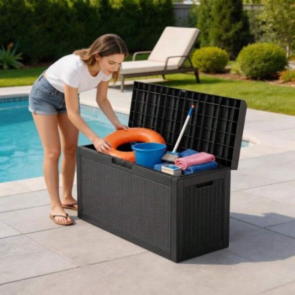 Outdoor Storage Box Deck Box W - đánh giá và giá Outdoor Furniture Cushion
